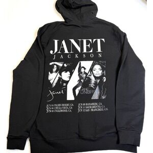 Janet Jackson Hoodie Medium Black Graphic Pullover Sweatshirt Tour ASH Unisex